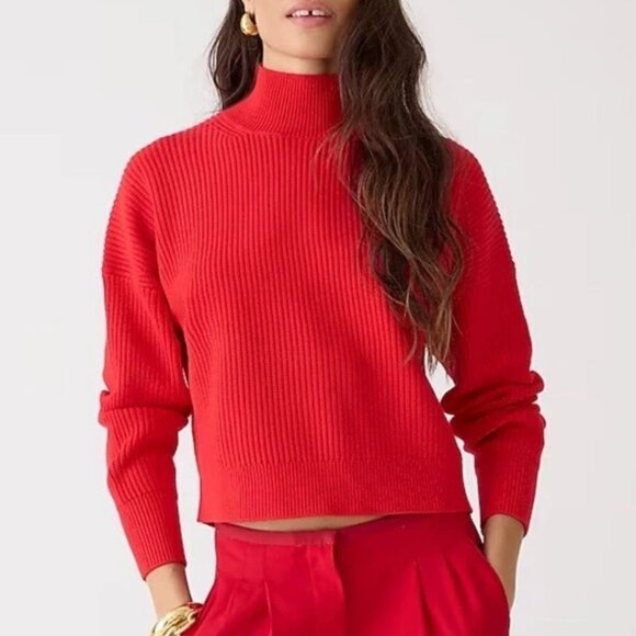 J. Crew Ribbed Turtleneck Sweater In Stretch Yarn- Red- Women's 3X - Picture 2 of 11